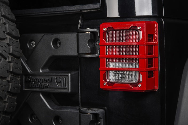 Rugged Ridge 07-18 Jeep Wrangler JK Red Elite Tail Light Guards Rugged Ridge Light Covers and Guards