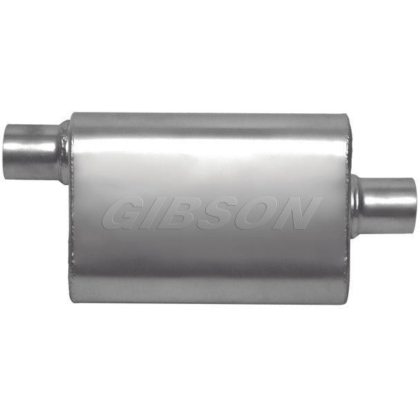 Gibson CFT Superflow Offset/Center Oval Muffler - 4x9x13in/2in Inlet/2.25in Outlet - Stainless Gibson Muffler