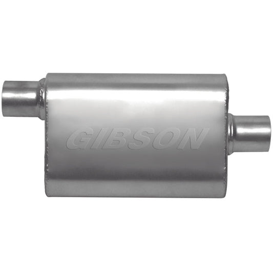 Gibson CFT Superflow Offset/Center Oval Muffler - 4x9x18in/3in Inlet/3in Outlet - Stainless Gibson Muffler