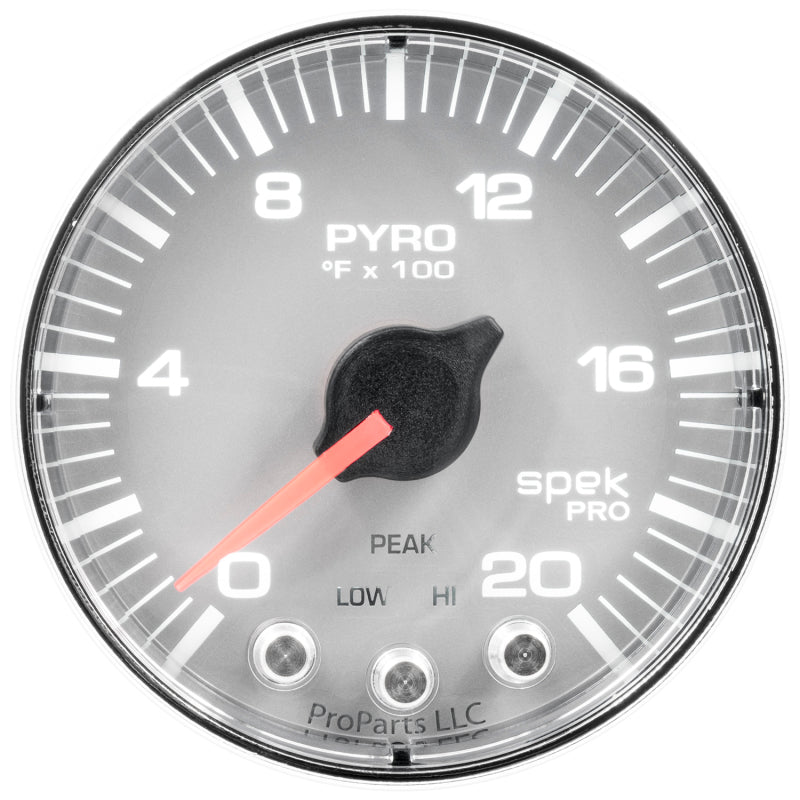 Autometer Spek-Pro Gauge Pyro. (Egt) 2 1/16in 2000f Stepper Motor W/Peak & Warn Slvr/Chrm AutoMeter Gauges