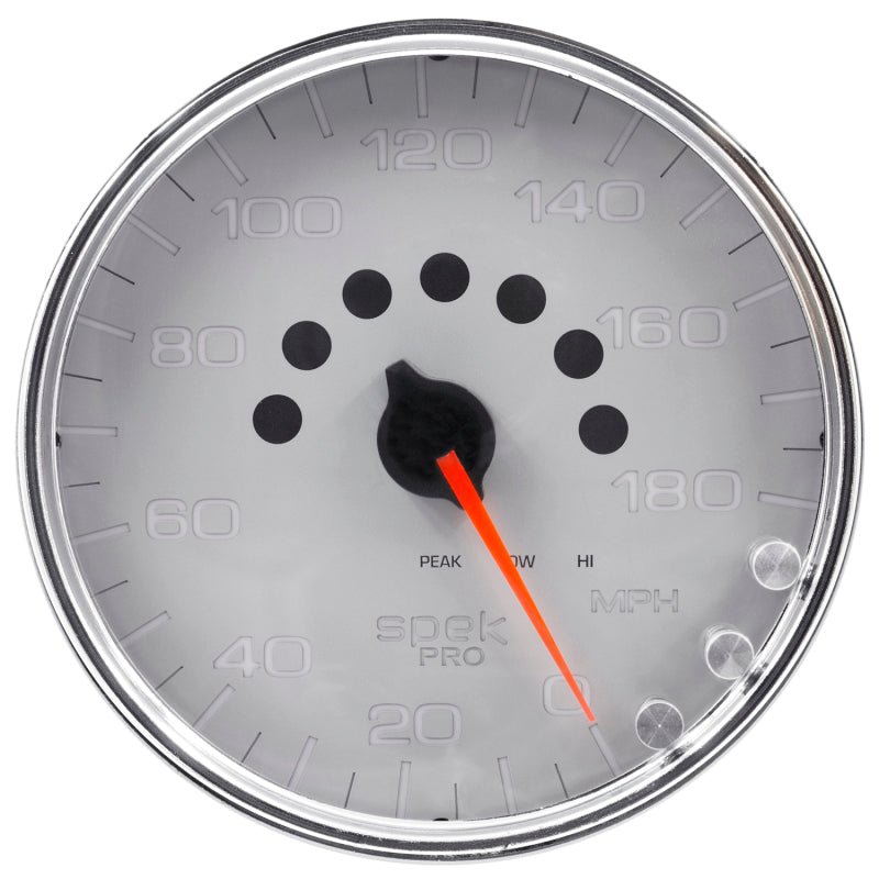 Autometer Spek-Pro Gauge Speedometer 5in 180 Mph Elec. Programmable Silver/Chrome AutoMeter Gauges