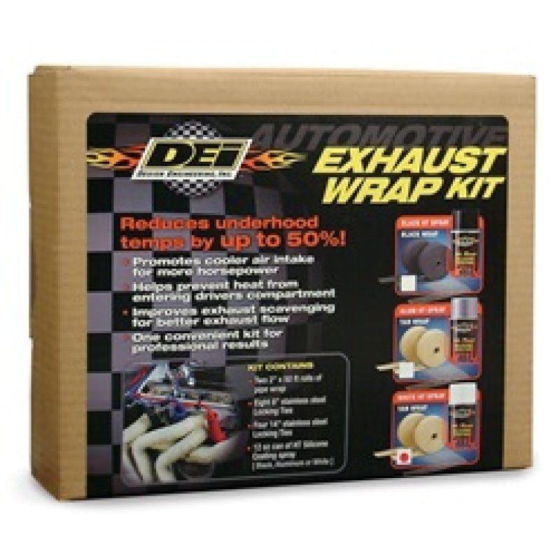 DEI Exhaust Wrap Kit - Tan Wrap and White HT Silicone Coating DEI Exhaust Wrap