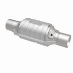 MagnaFlow Univ Conv 2in In/Out Ctr/Ctr Round 9in Body L x 5.125in W x 13in Overall L Single O2 Port