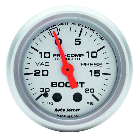 Autometer Ultra-Lite 52mm 20 PSI Mechanical Boost Gauge AutoMeter Gauges