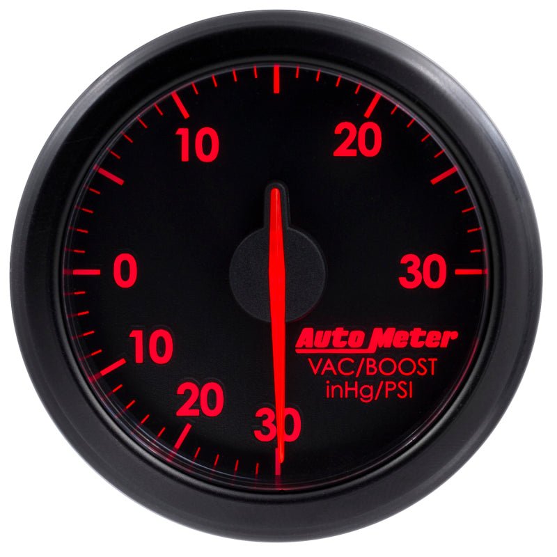 Autometer Airdrive 2-1/6in Boost/Vac Gauge 30in HG/30 PSI - Black AutoMeter Gauges