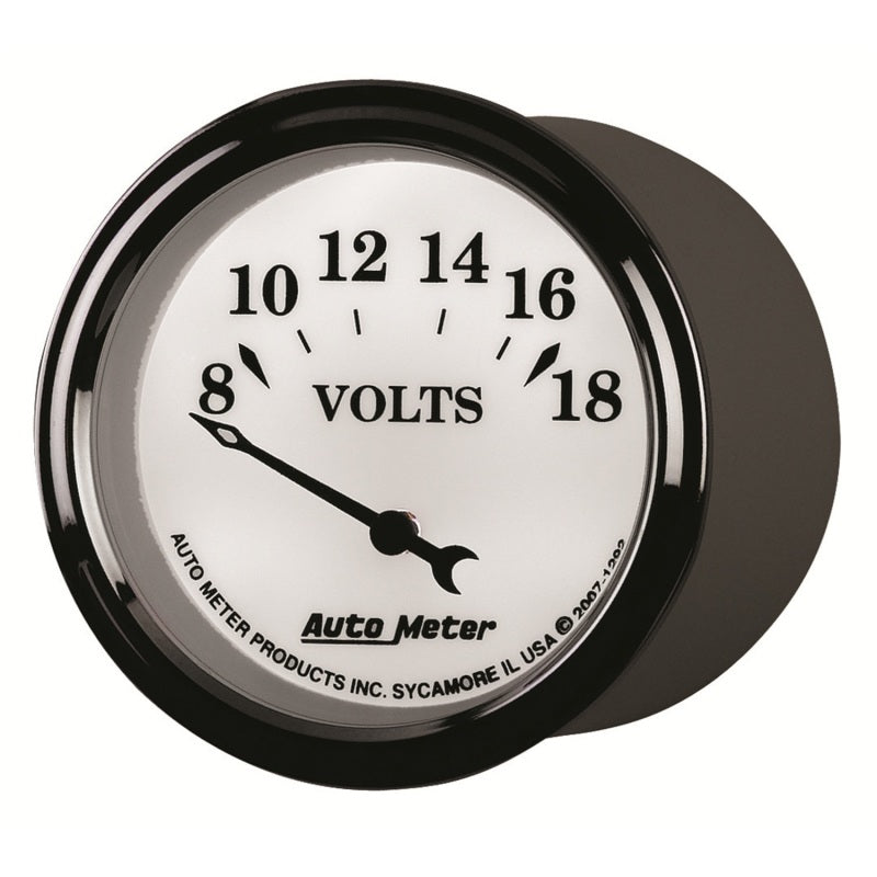 AutoMeter Gauge Voltmeter 2-1/16in. 18V Elec Old Tyme White II AutoMeter Gauges