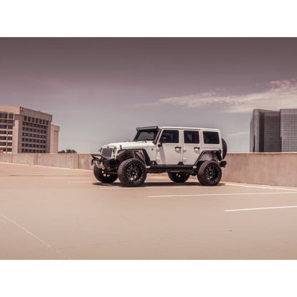 Road Armor 07-18 Jeep Wrangler JK Stealth Front Fender Flare Body Armor w/LED DRL - Tex Blk Road Armor Bumpers - Steel