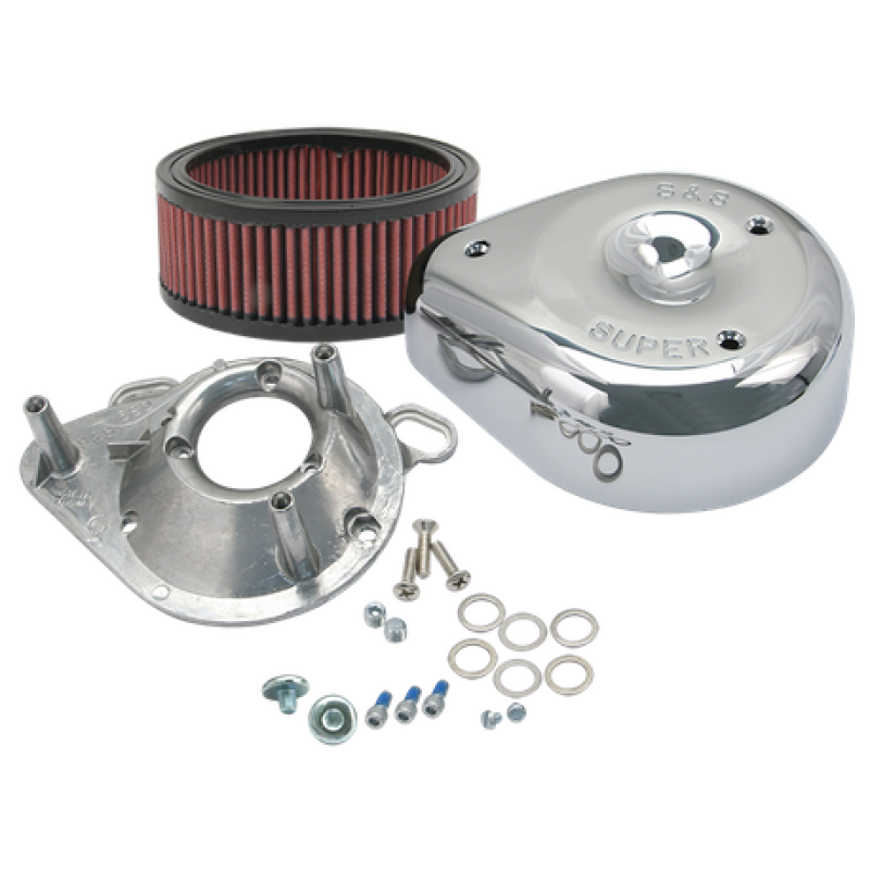 S&S Cycle 95-16 BT w/ S&S Single Bore TB Teardrop Air Cleaner Kit Chrome Cover