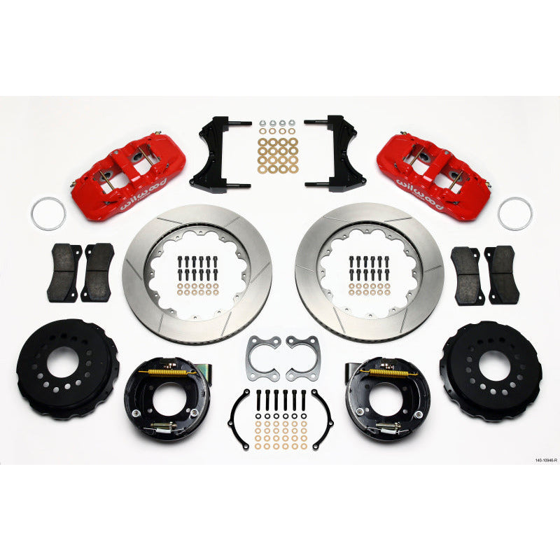 Wilwood AERO4 Rear P-Brake Kit 14.00in Red Small Ford 2.66in Offset Wilwood Big Brake Kits