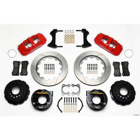 Wilwood AERO4 Rear P-Brake Kit 14.00in Red Small Ford 2.66in Offset Wilwood Big Brake Kits