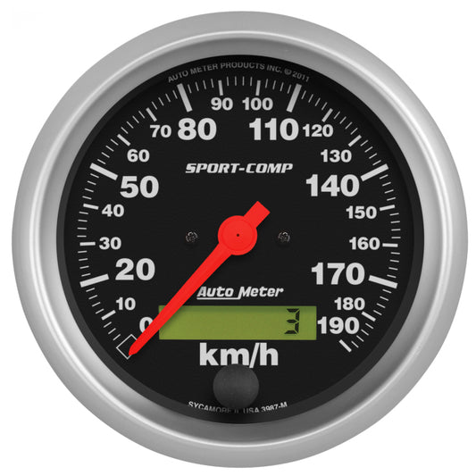 Autometer Sport-Comp 3-3/8 inch 190 KPH Electronic Speedometer Gauge AutoMeter Gauges
