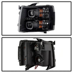 xTune Chevy Silverado 1500/2500/3500 07-13 LED Halo Projector Headlights Black PRO-JH-CSIL07-CFB-BK