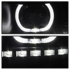 xTune Chevy Silverado 1500/2500/3500 07-13 LED Halo Projector Headlights Black PRO-JH-CSIL07-CFB-BK