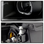 xTune Chevy Silverado 1500/2500/3500 07-13 LED Halo Projector Headlights Black PRO-JH-CSIL07-CFB-BK